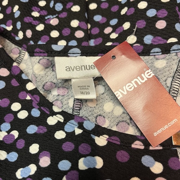 Avenue‎ Polka Dot Dress Black Purple Blue White 18/20 NWT Fit And Flair Retro - Picture 10 of 15
